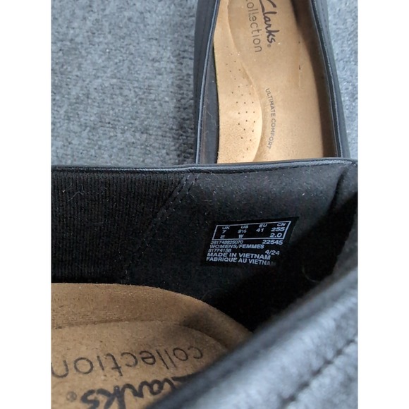 Clarks Collection Womens Choes Comfort Foam Black Leather Size 9.5 W Wide - Picture 11 of 11